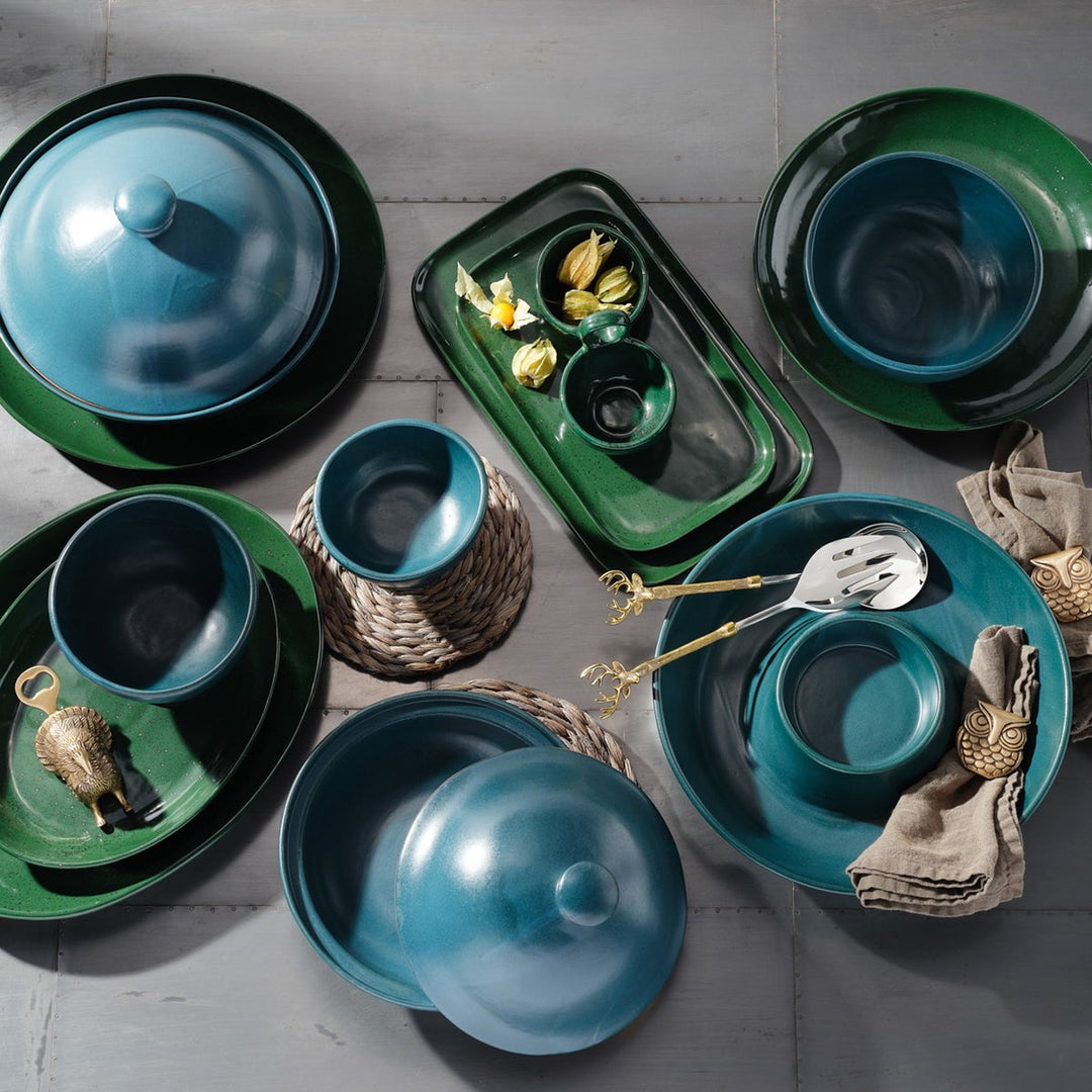 Marcus Midnight Teal Cloche Serving Bowl Stoneware Small Pack/2