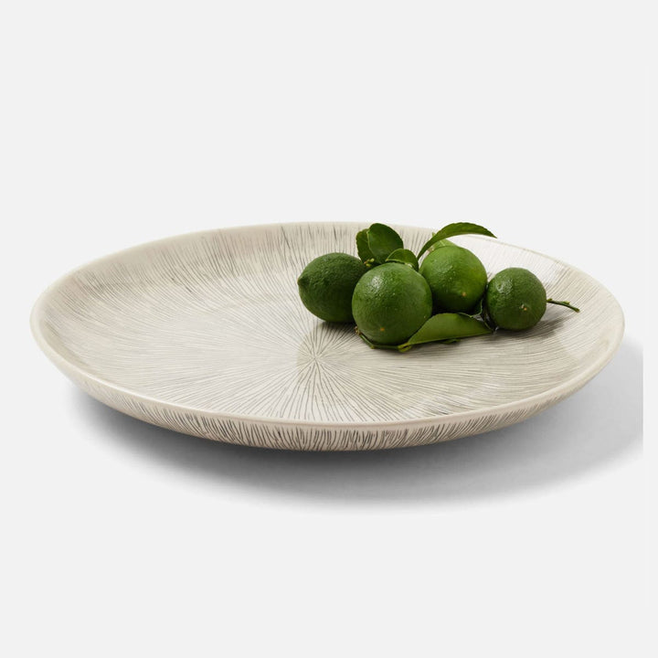 Nolan Black Cream Round Serving Platter Stoneware Set/2