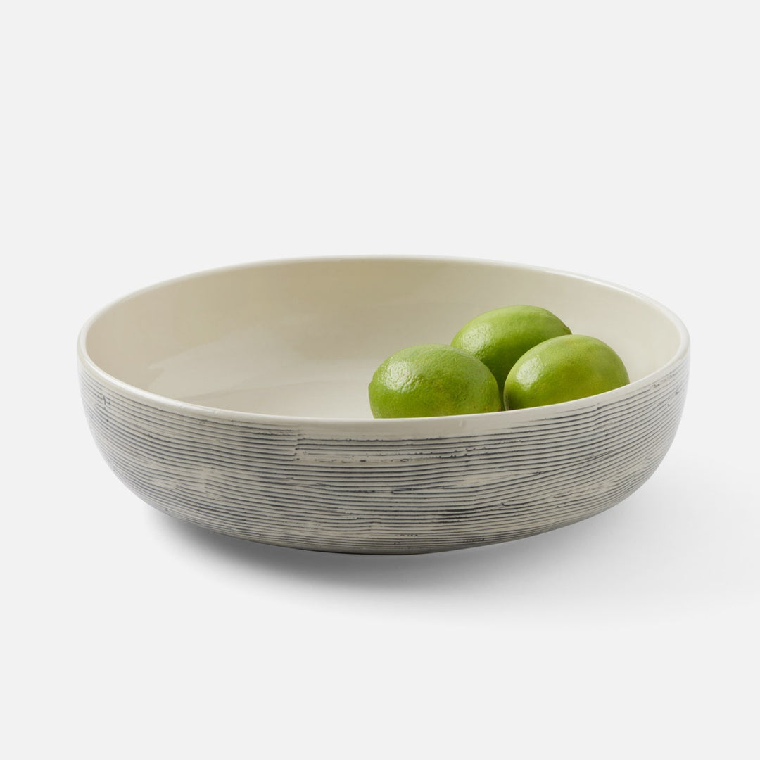 Nolan Black Cream Round Serving Bowl Stoneware Large Pack/2
