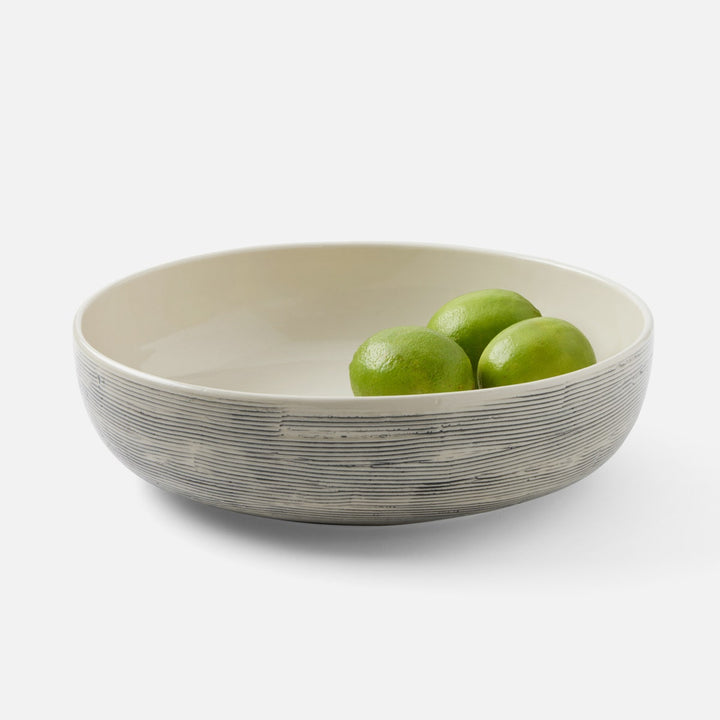 Nolan Black Cream Round Serving Bowl Stoneware Large Pack/2