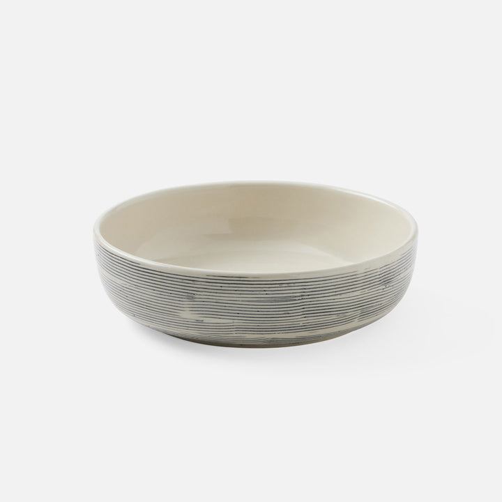 Nolan Black Cream Round Serving Bowl Stoneware Small Pack/2