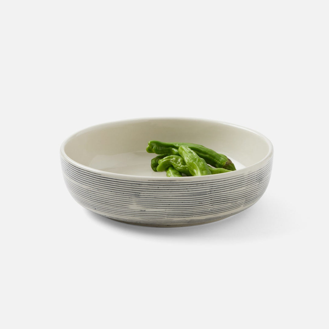 Nolan Black Cream Round Serving Bowl Stoneware Small Pack/2