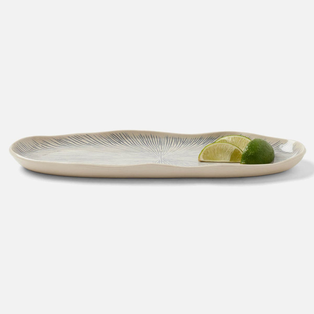 Nolan Navy Cream Oblong Serving Tray Stoneware Set/2