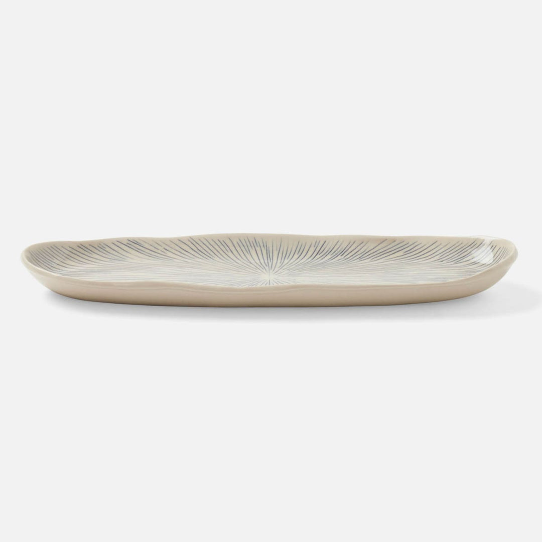 Nolan Navy Cream Oblong Serving Tray Stoneware Set/2