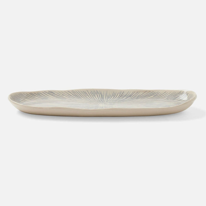 Nolan Navy Cream Oblong Serving Tray Stoneware Set/2