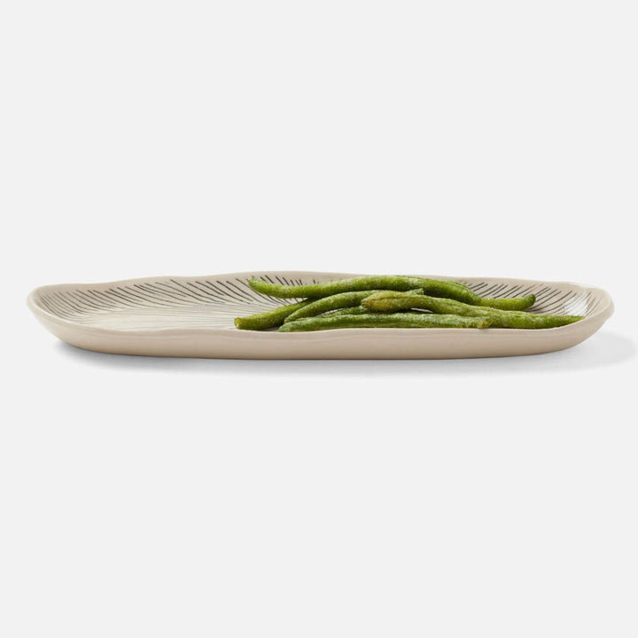 Nolan Navy Cream Oblong Serving Tray Stoneware Set/2