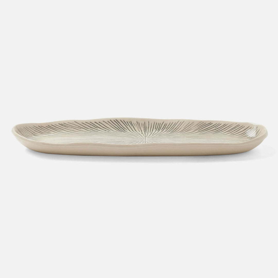Nolan Navy Cream Oblong Serving Tray Stoneware Set/2