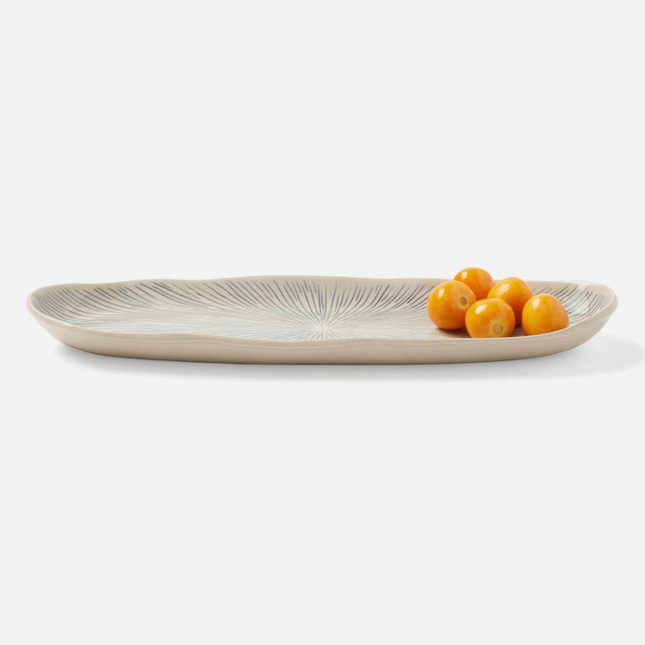 Nolan Navy Cream Oblong Serving Tray Stoneware Set/2