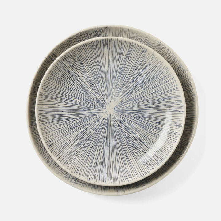 Nolan Navy Cream Round Serving Platter Stoneware Set/2