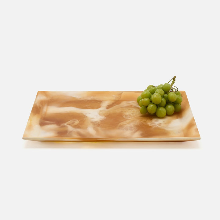 Olena Amber Swirled Rectangular Serving Tray Resin S/2