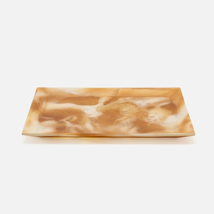 Olena Amber Swirled Rectangular Serving Tray Resin S/2