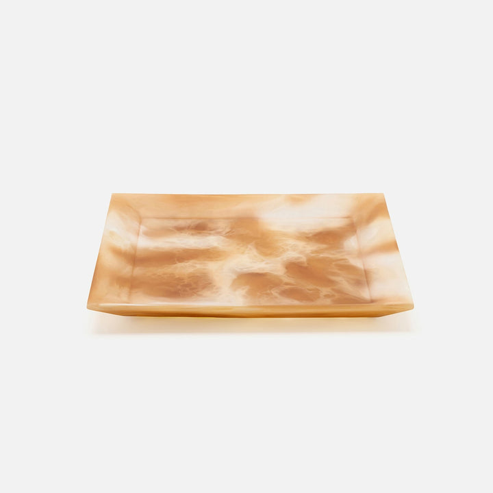 Olena Amber Swirled Square Serving Tray Resin S/2