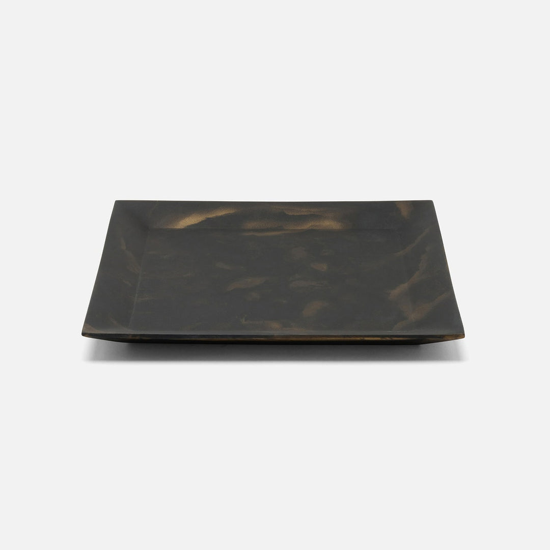 Olena Black/Gold Swirled Square Serving Tray Resin S/2
