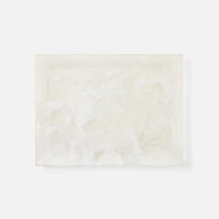Olena White Swirled Rectangular Serving Tray Resin S/2
