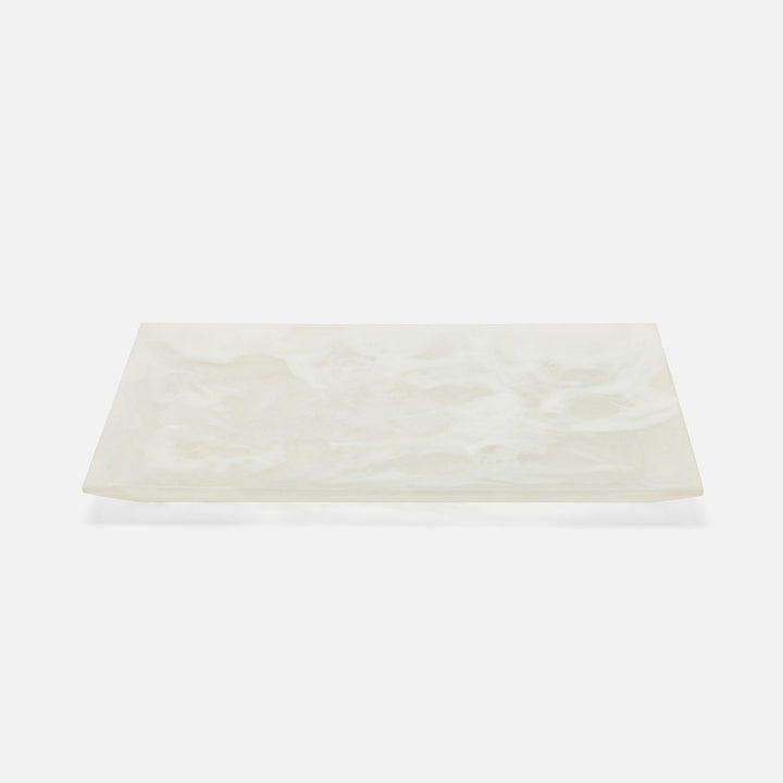 Olena White Swirled Rectangular Serving Tray Resin S/2