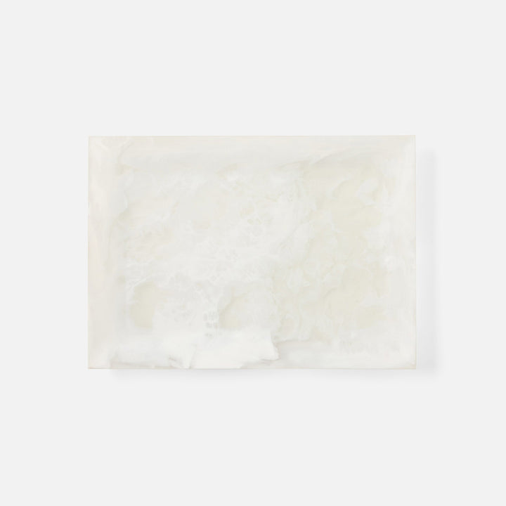 Olena White Swirled Rectangular Serving Tray Resin S/2