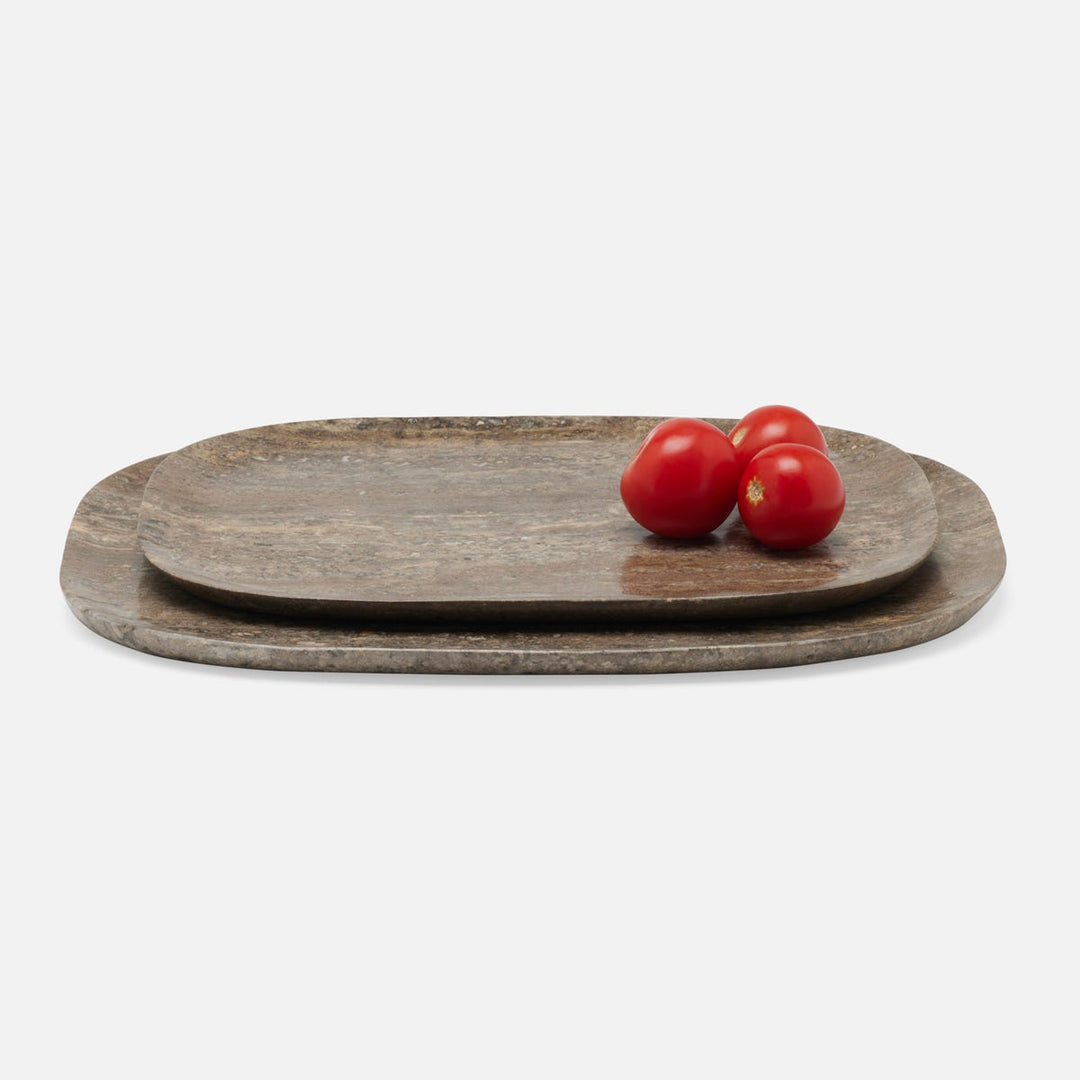 Rhea Gray Serving Trays Travertine Set/2