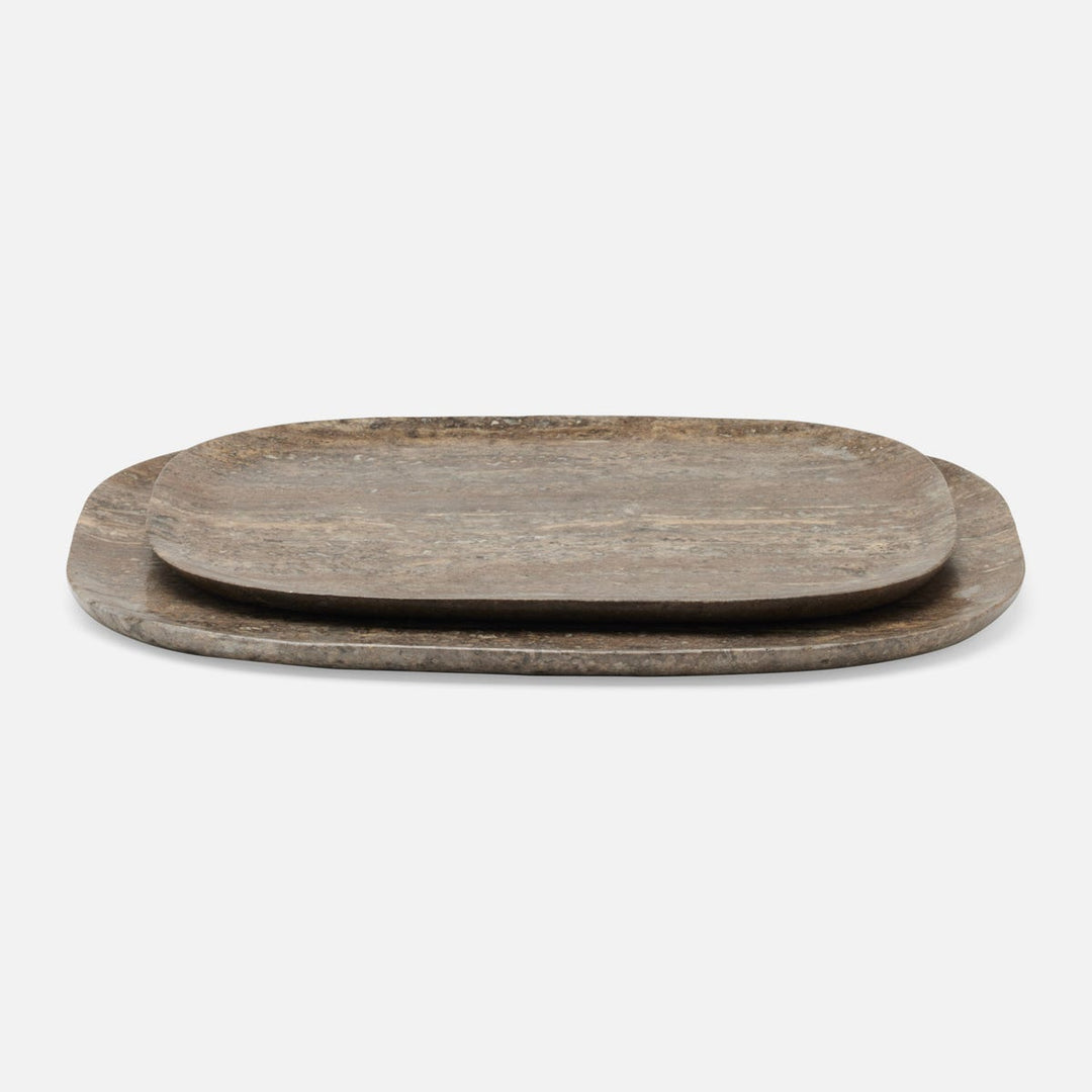 Rhea Gray Serving Trays Travertine Set/2