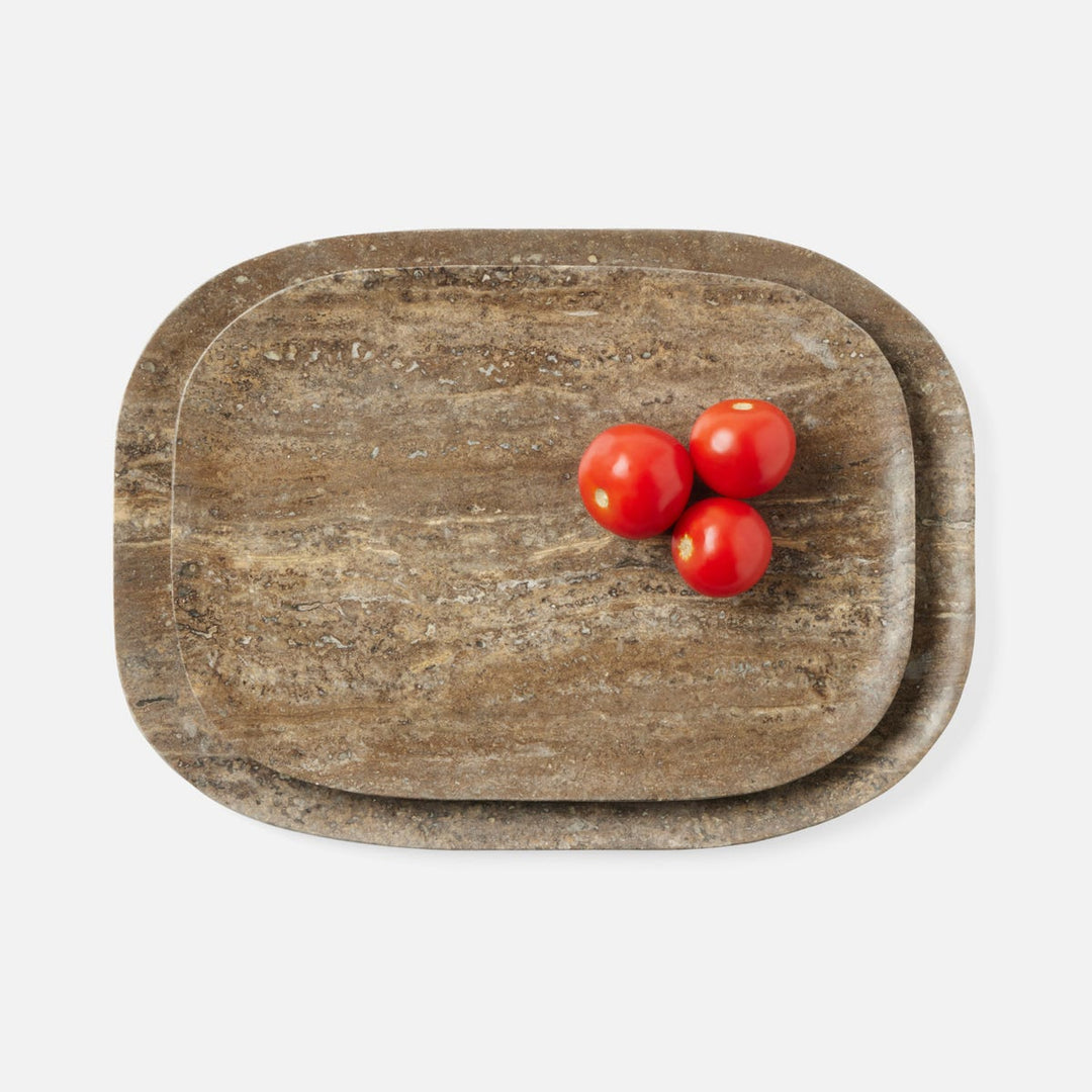 Rhea Gray Serving Trays Travertine Set/2