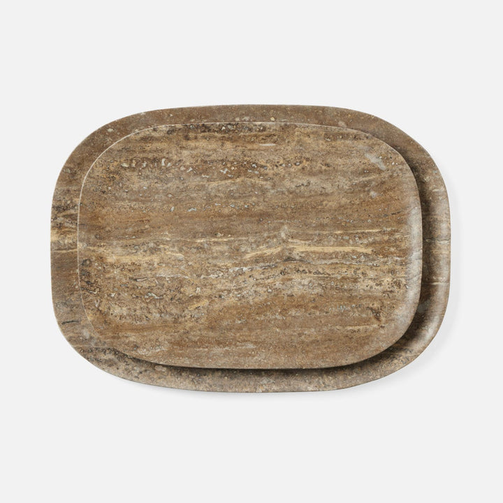 Rhea Gray Serving Trays Travertine Set/2
