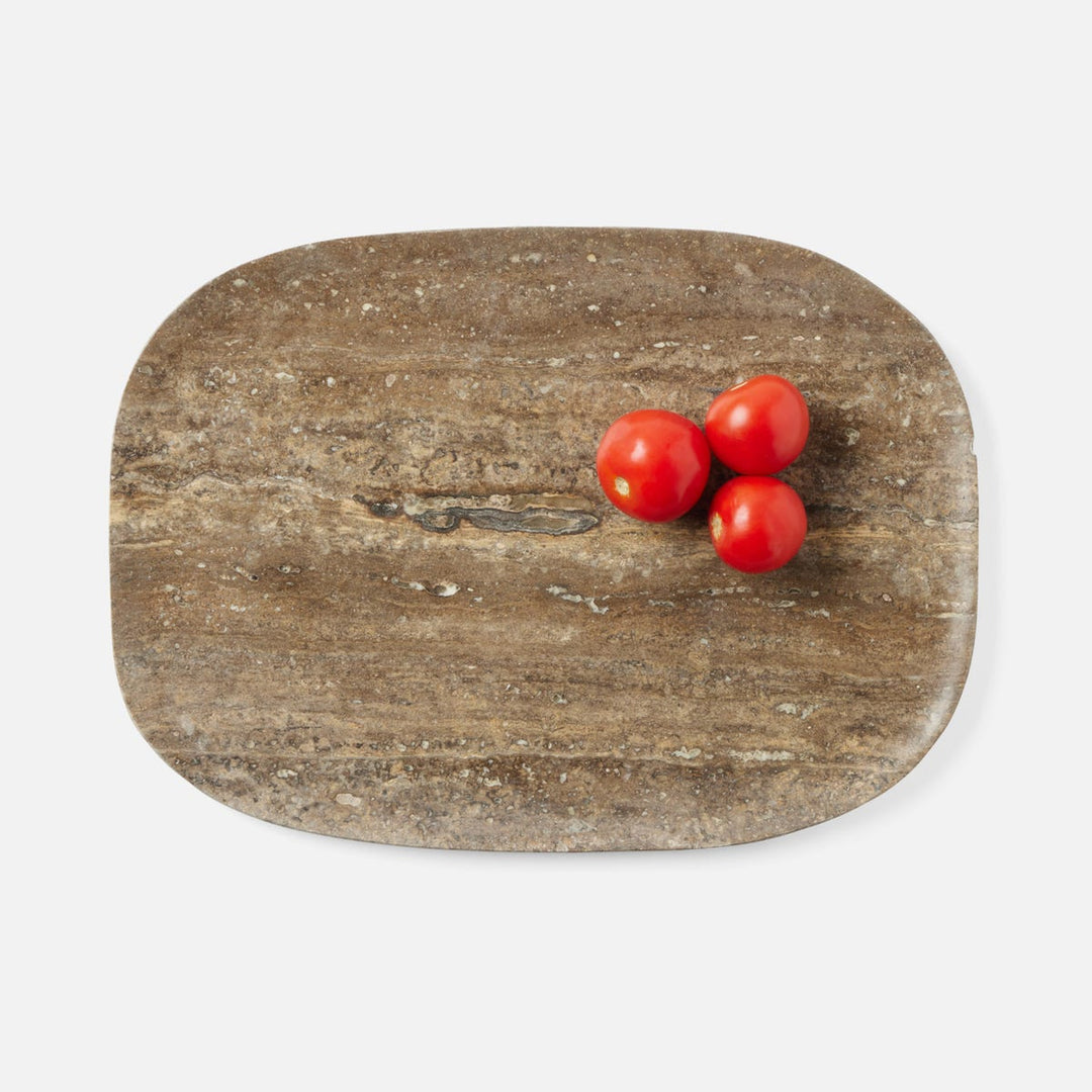 Rhea Gray Serving Trays Travertine Set/2