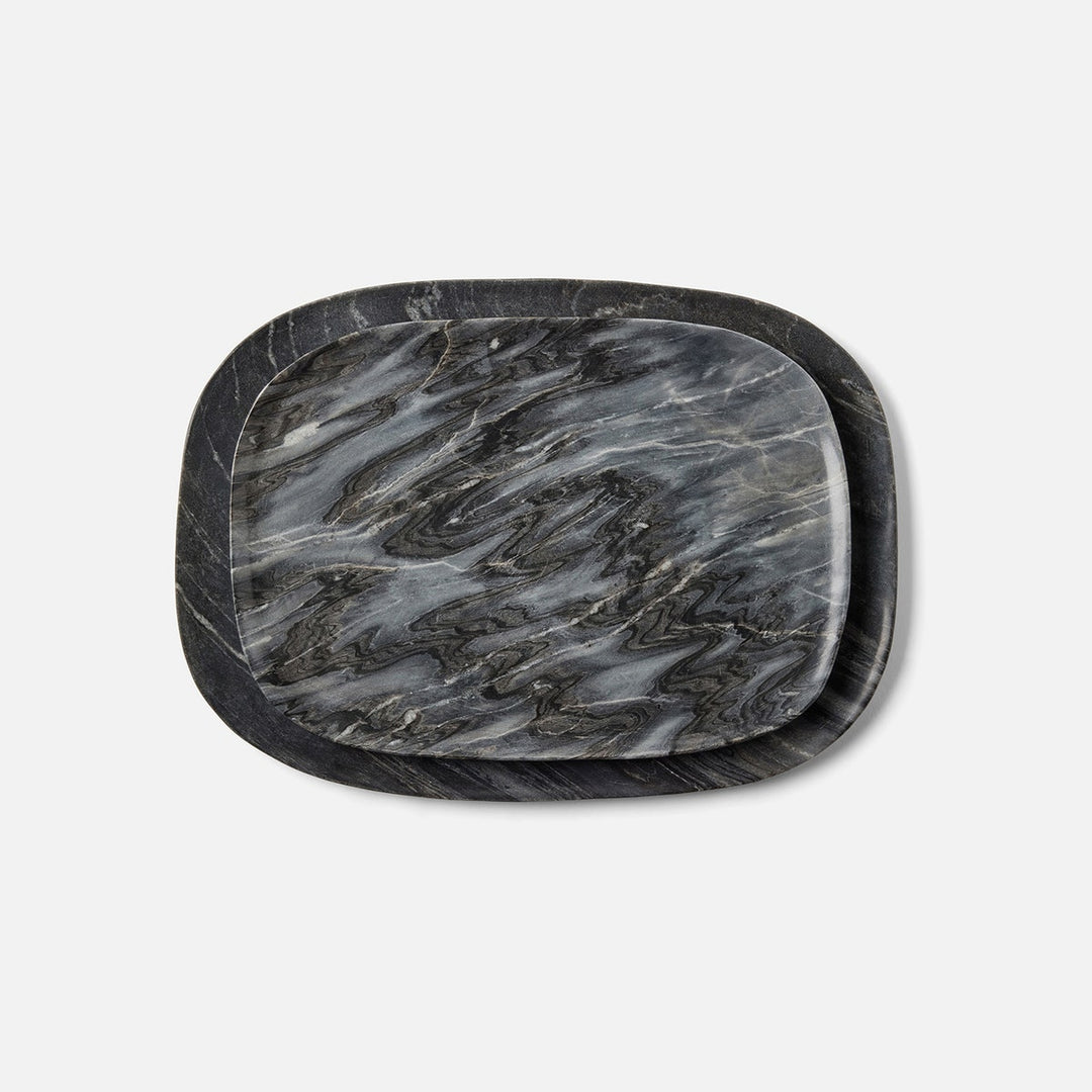 Rhea Gray Serving Trays Marble Set/2