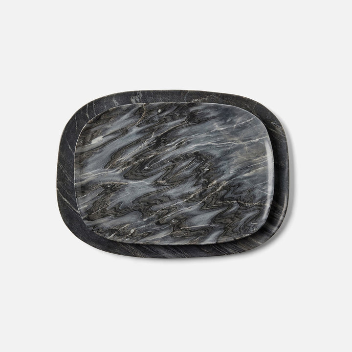 Rhea Gray Serving Trays Marble Set/2