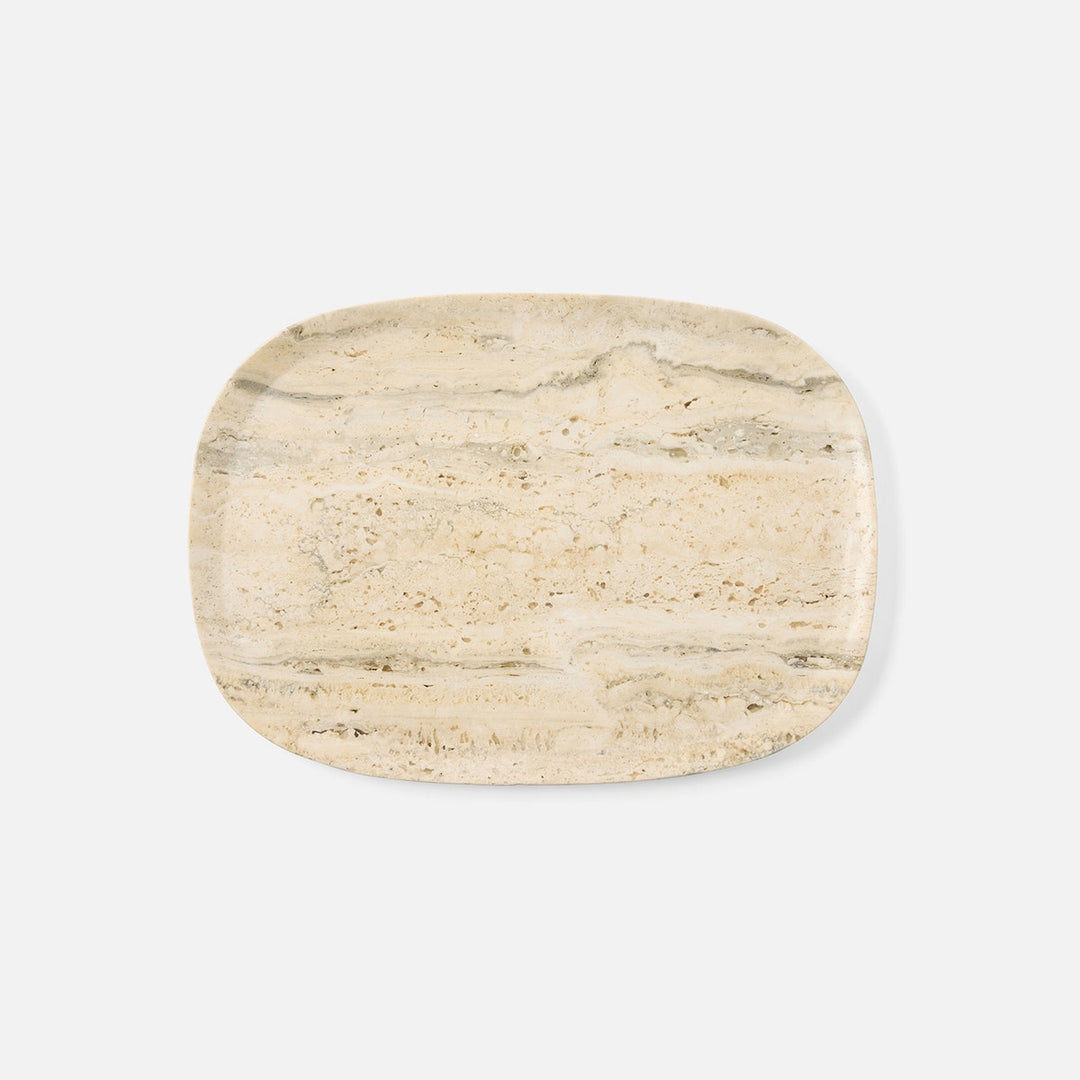 Rhea Silver Serving Trays Travertine Set/2