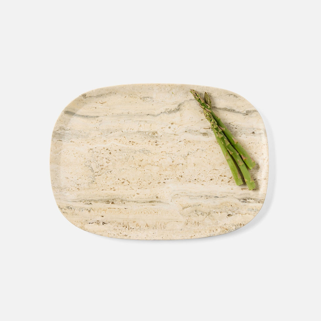 Rhea Silver Serving Trays Travertine Set/2