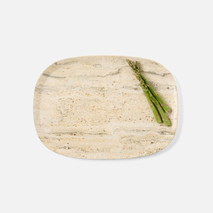 Rhea Silver Serving Trays Travertine Set/2