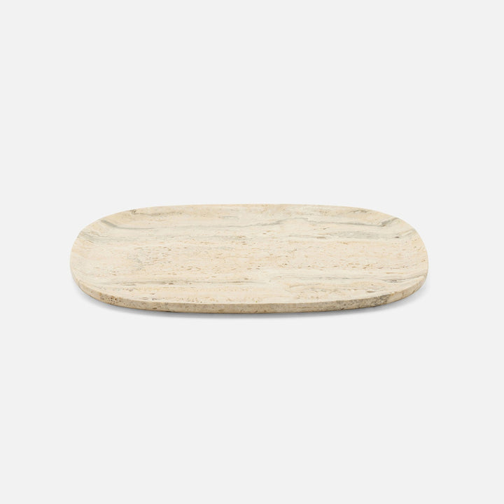 Rhea Silver Serving Trays Travertine Set/2