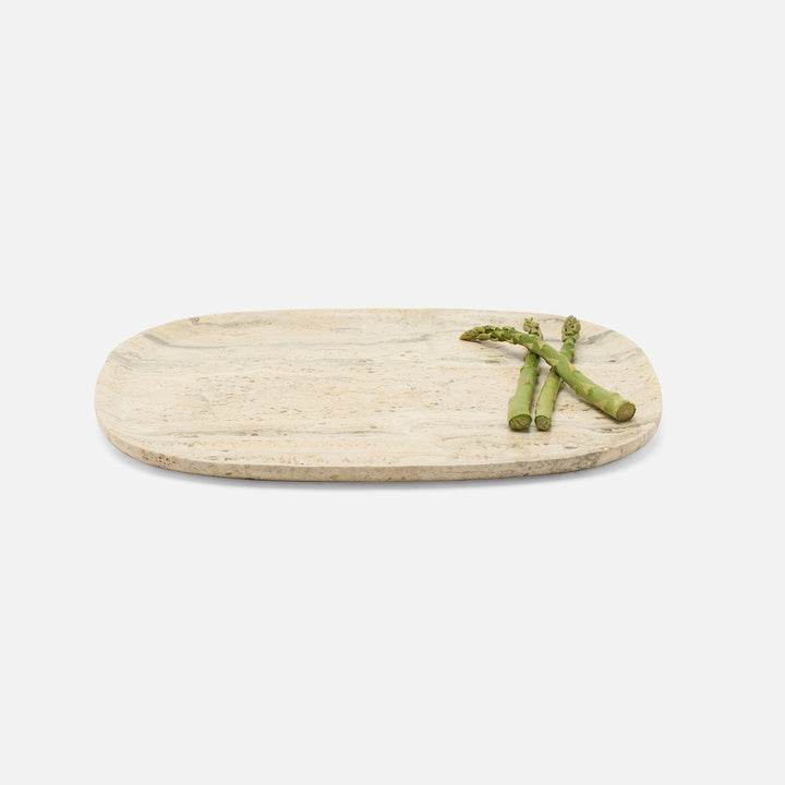 Rhea Silver Serving Trays Travertine Set/2