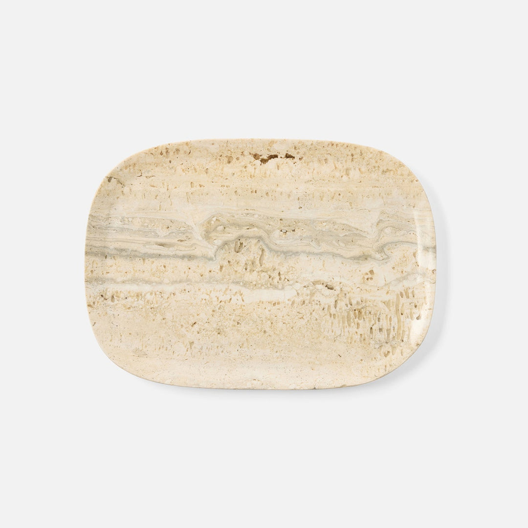 Rhea Silver Serving Trays Travertine Set/2