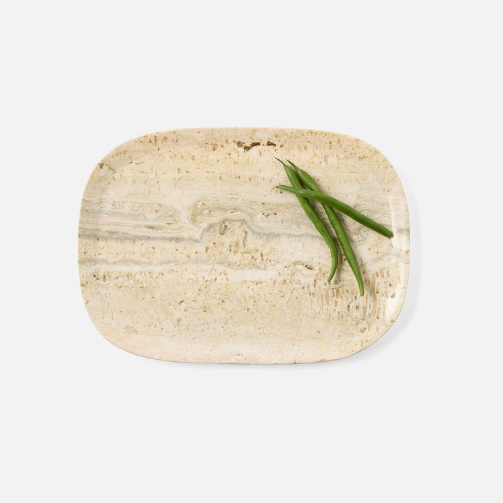 Rhea Silver Serving Trays Travertine Set/2