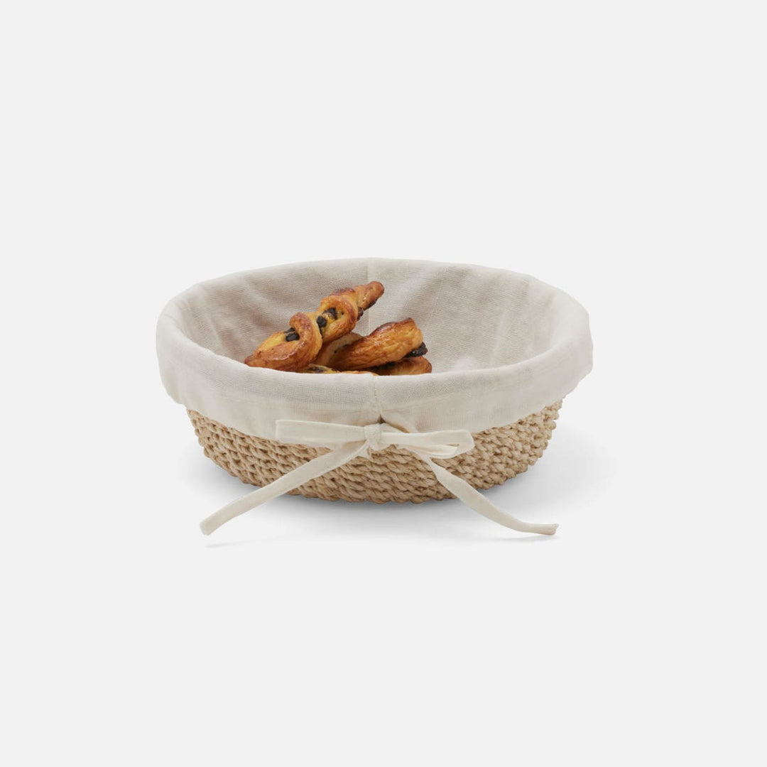 Senna Bleached Abaca Round Bread Basket Small Pack/2