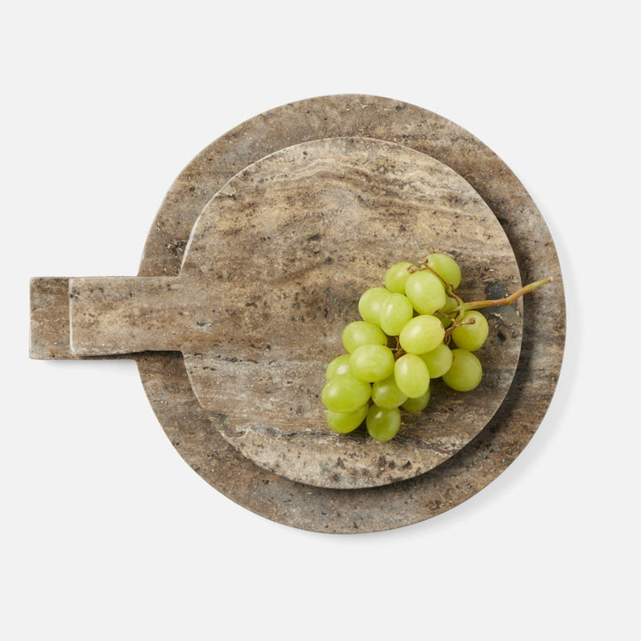 Stassi Gray Round Serving Board Travertine Set/2