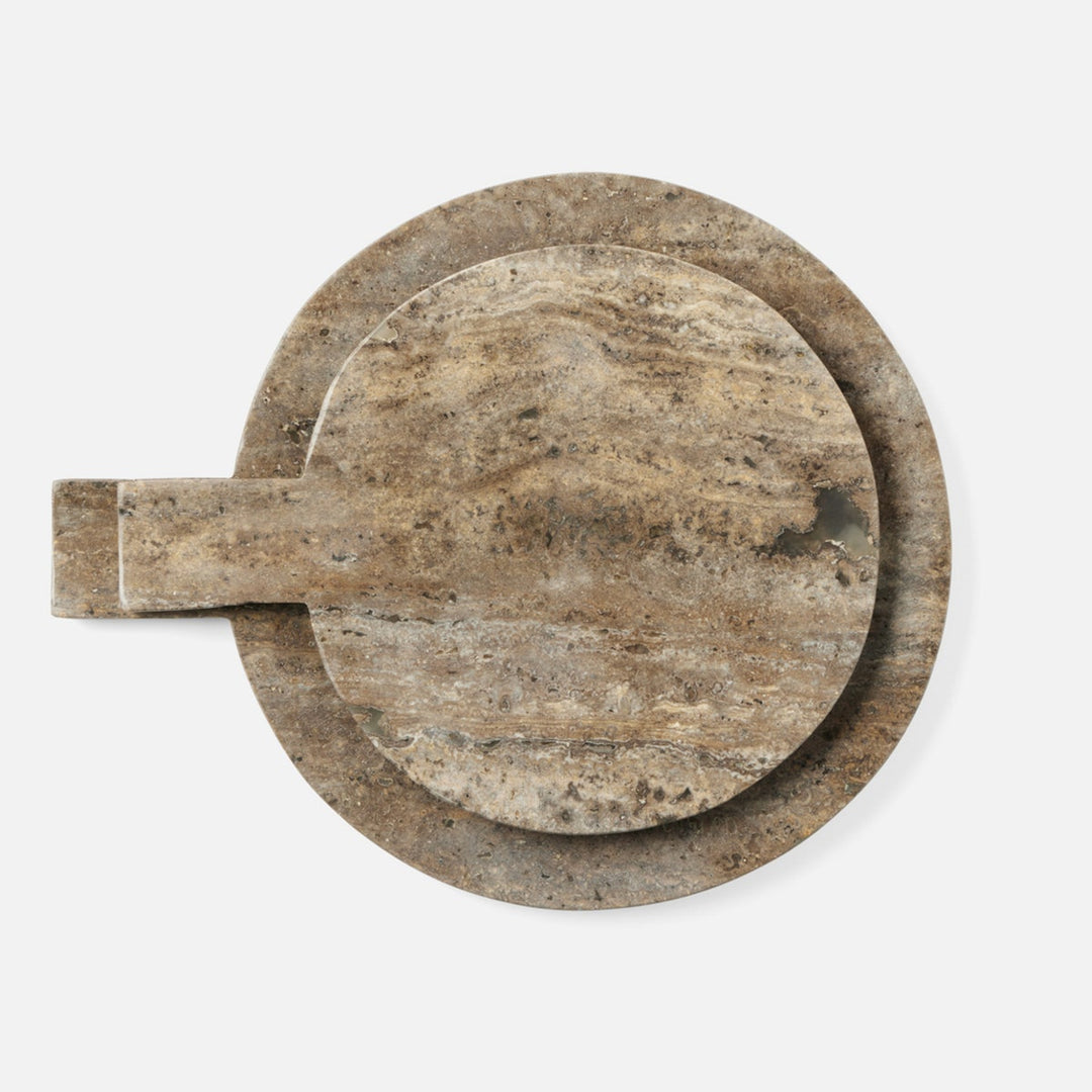 Stassi Gray Round Serving Board Travertine Set/2