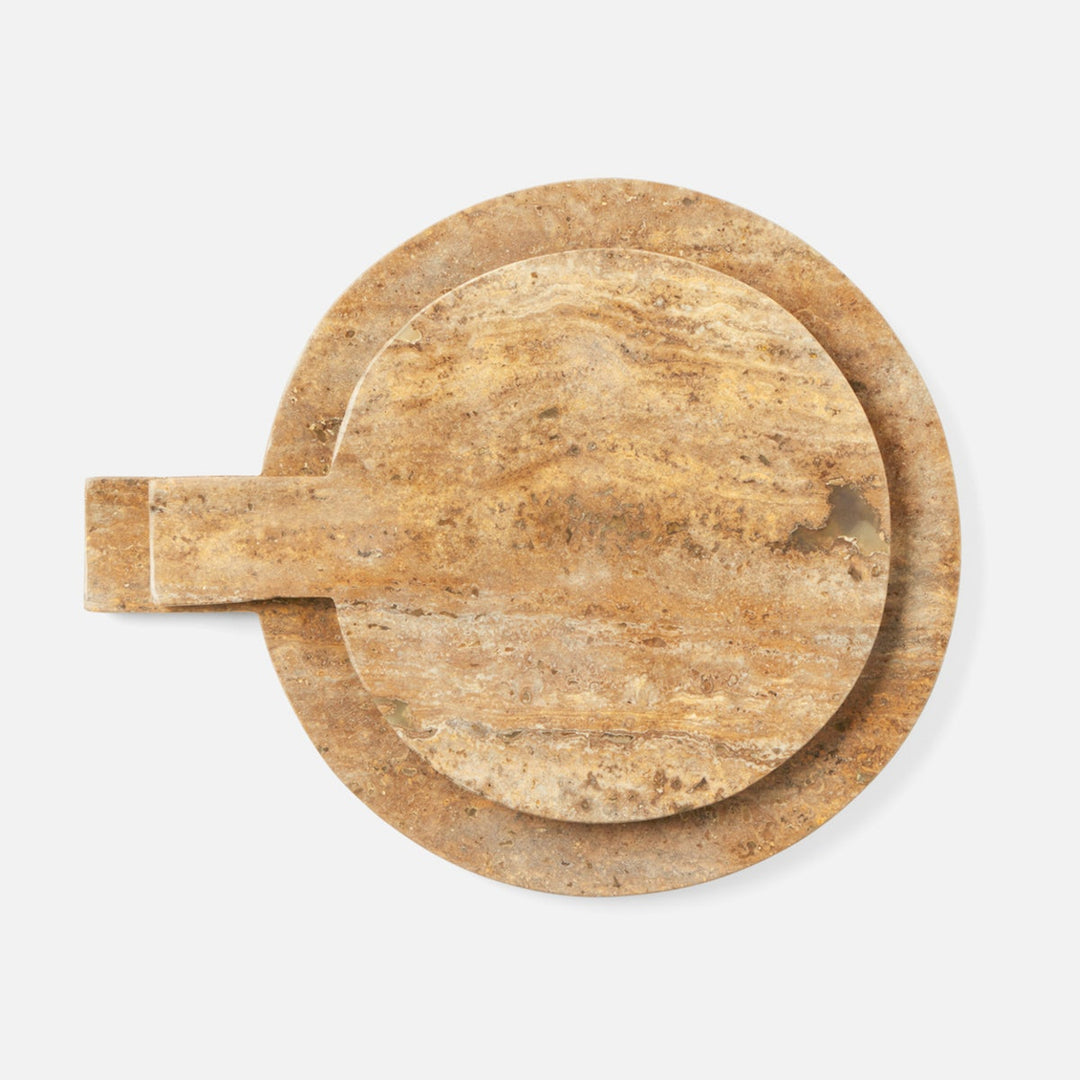 Stassi Noche Round Serving Board Travertine Set/2