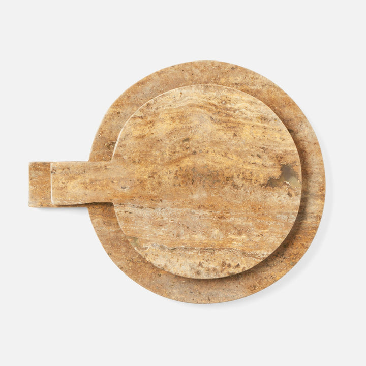 Stassi Noche Round Serving Board Travertine Set/2