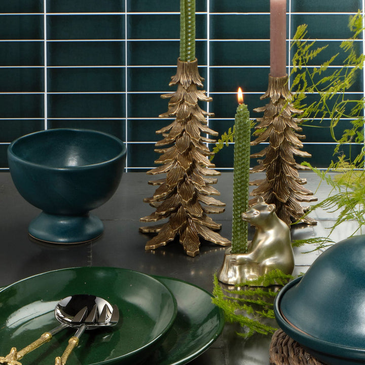 Wilson Midnight Teal Footed Serving Bowl Stoneware Large Pack/2