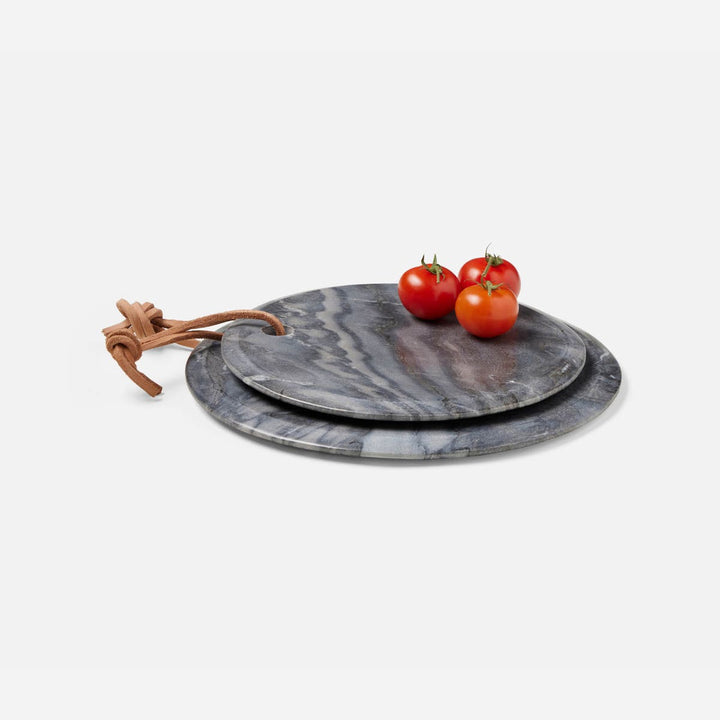 Viola Gray Marble Round Serving Boards Set/2