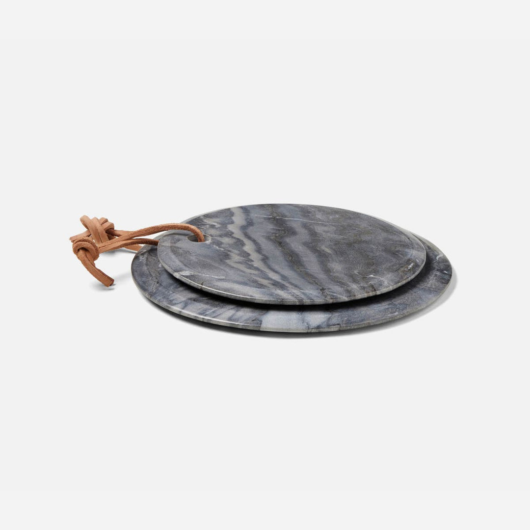 Viola Gray Marble Round Serving Boards Set/2