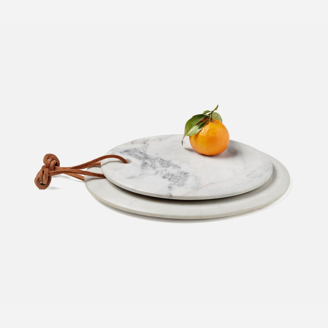 Viola White Marble Round Serving Boards Set/2