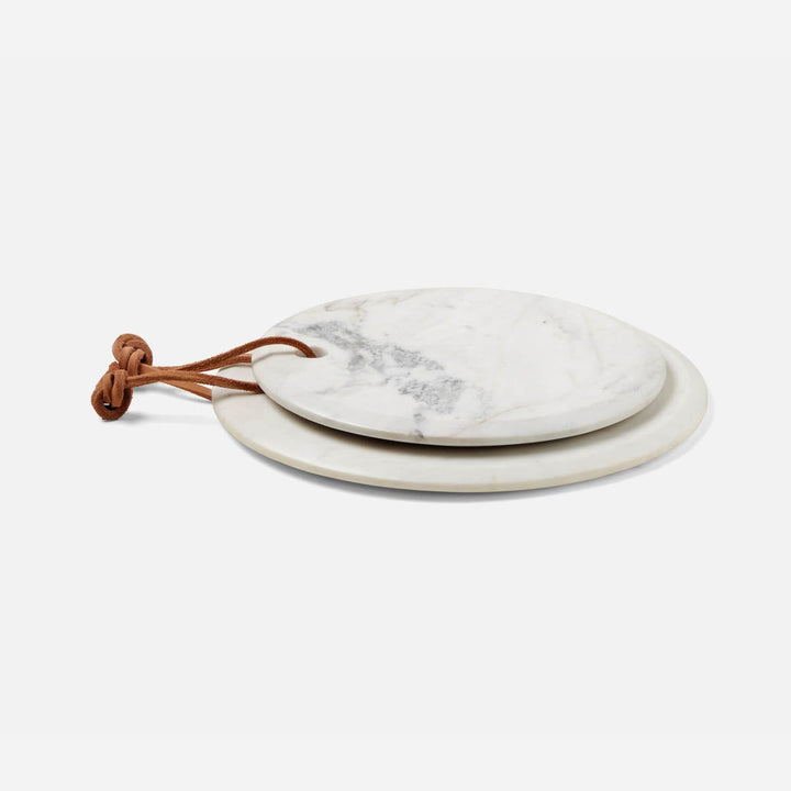 Viola White Marble Round Serving Boards Set/2