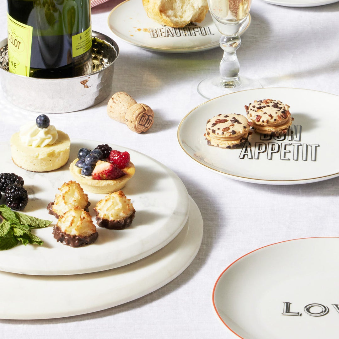 Viola White Marble Round Serving Boards Set/2