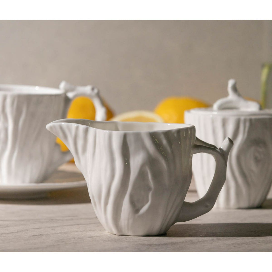 Willa White Faux Bois Creamer Porcelain