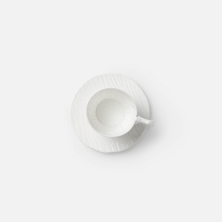 Willa White Faux Bois Cup/Saucer Porcelain Pack/4