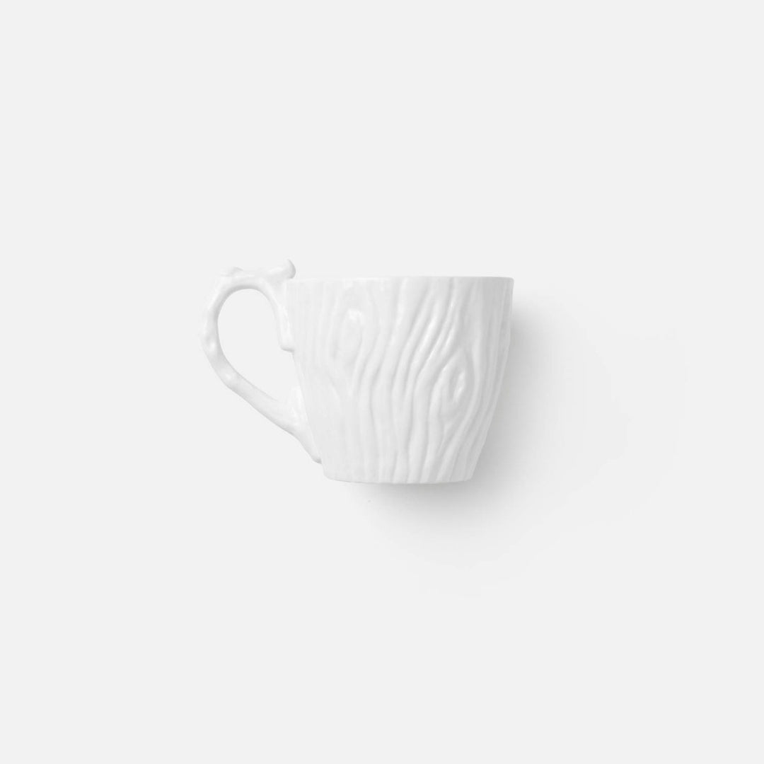 Willa White Faux Bois Cup/Saucer Porcelain Pack/4