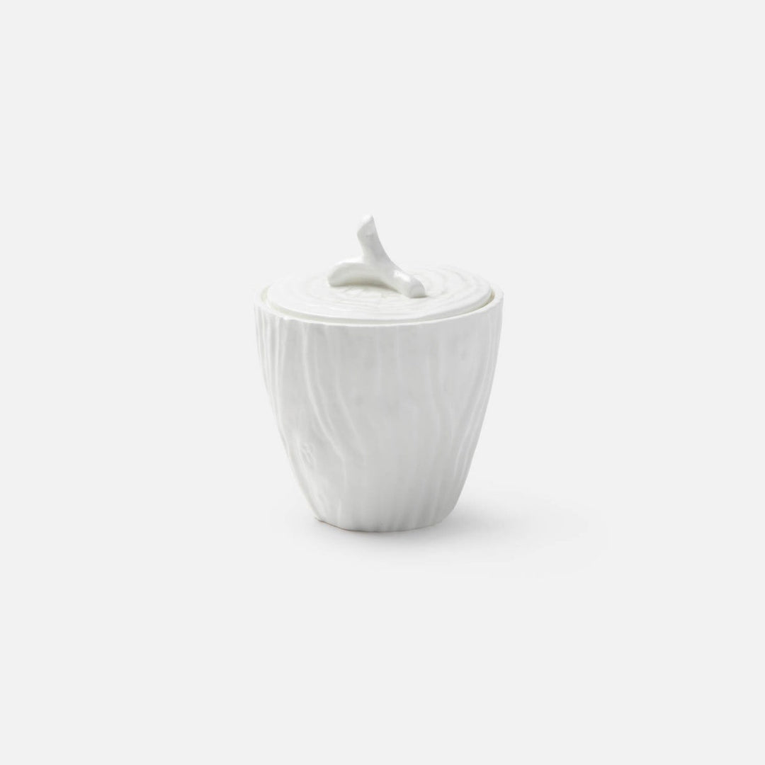 Willa White Faux Bois Sugar Pot Porcelain