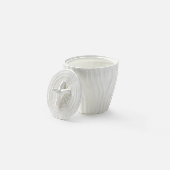 Willa White Faux Bois Sugar Pot Porcelain